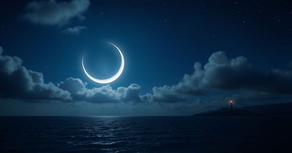 27. The moon is a silver sentinel.